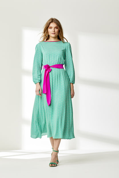 MIDI JOJO DRESS | STRIPEY TRIANGLE PRINT