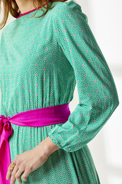 MIDI JOJO DRESS | STRIPEY TRIANGLE PRINT
