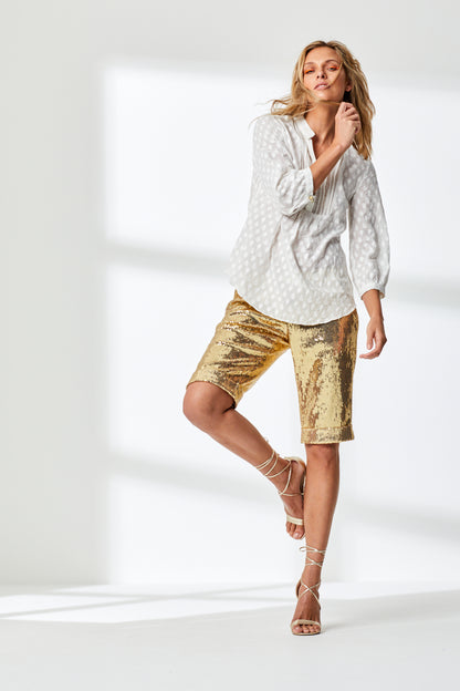 DELPHINE TOP - FAN EMBROIDERED COTTON
