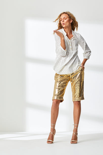 DELPHINE TOP - FAN EMBROIDERED COTTON