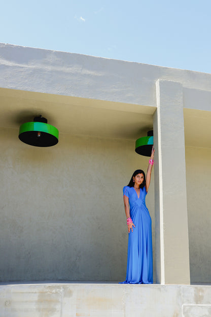 LONG JESSIE DRESS | BRIGHT BLUE SILK GEORGETTE