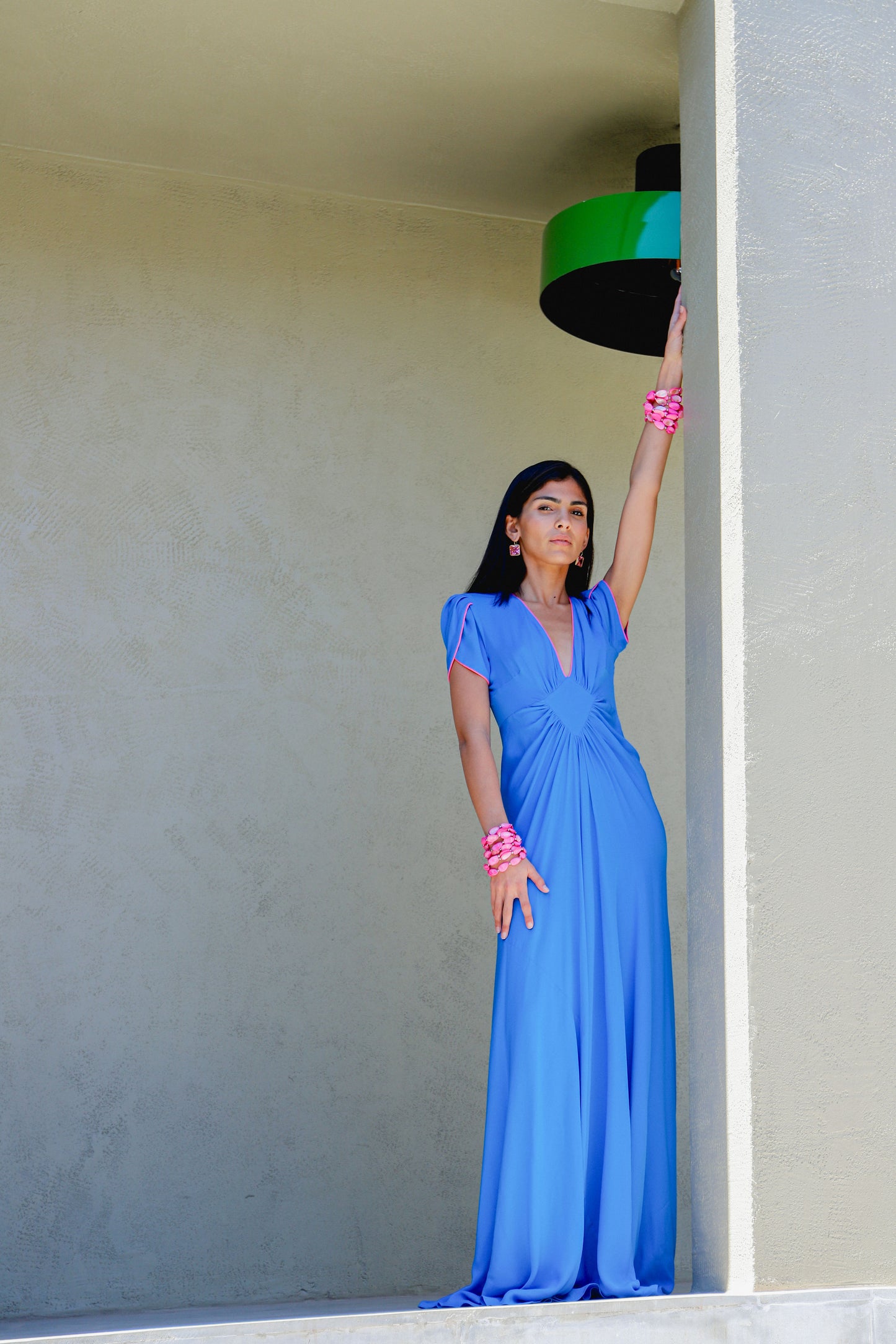 LONG JESSIE DRESS | BRIGHT BLUE SILK GEORGETTE