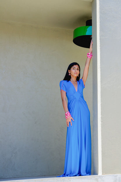 LONG JESSIE DRESS | BRIGHT BLUE SILK GEORGETTE