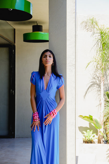 LONG JESSIE DRESS | BRIGHT BLUE SILK GEORGETTE