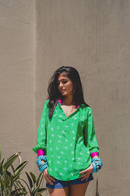 SILKY TOP | LOVEBIRDS PRINT