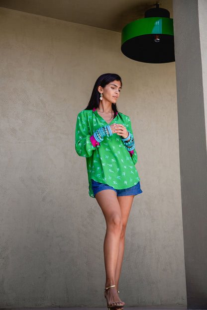 SILKY TOP | LOVEBIRDS PRINT