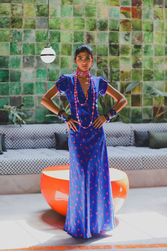 LONG MILLIE DRESS | LOVEBIRDS PRINT
