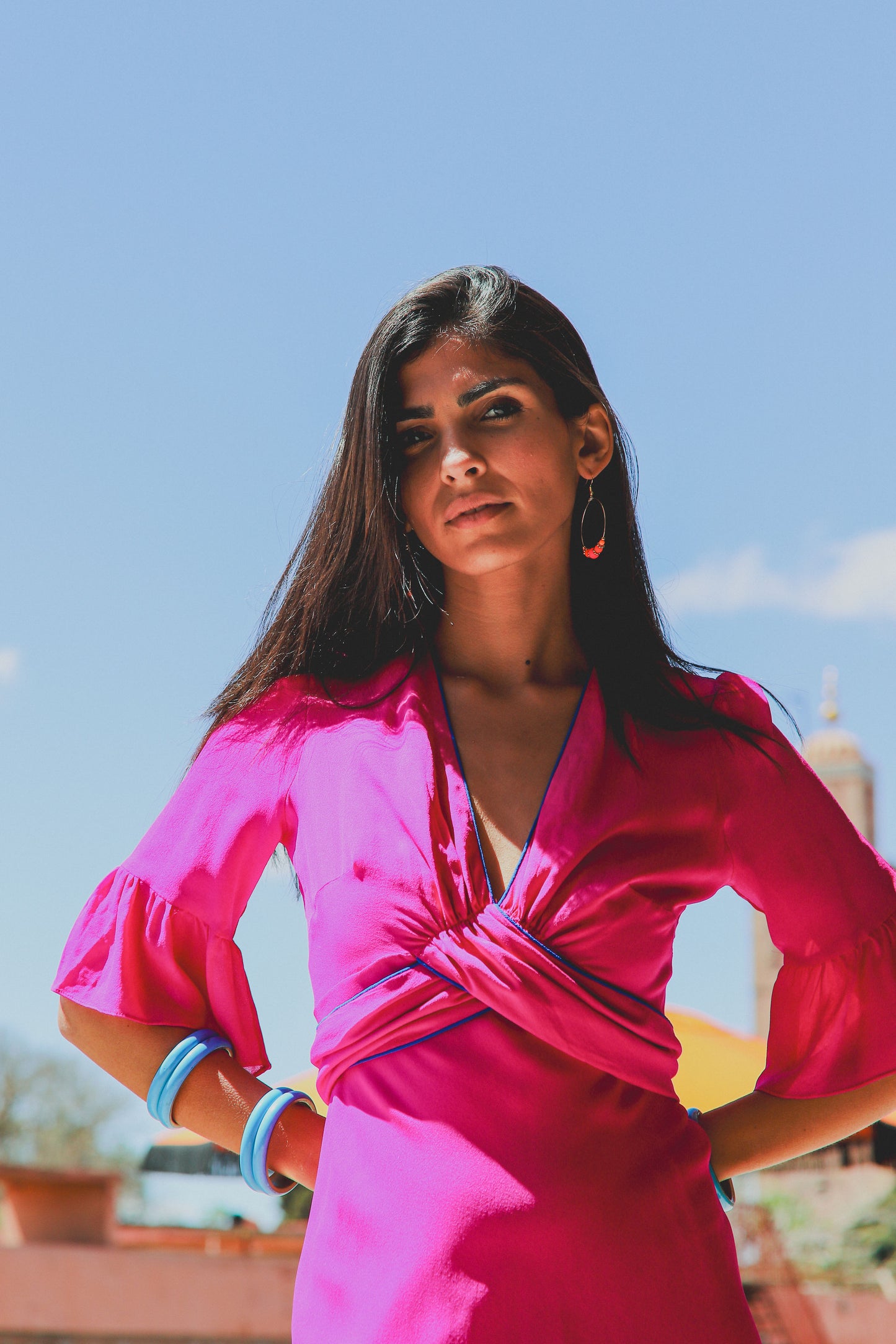 MILLIE DRESS | HOT PINK SILK GEORGETTE