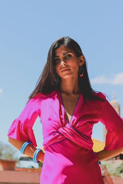 MILLIE DRESS | HOT PINK SILK GEORGETTE