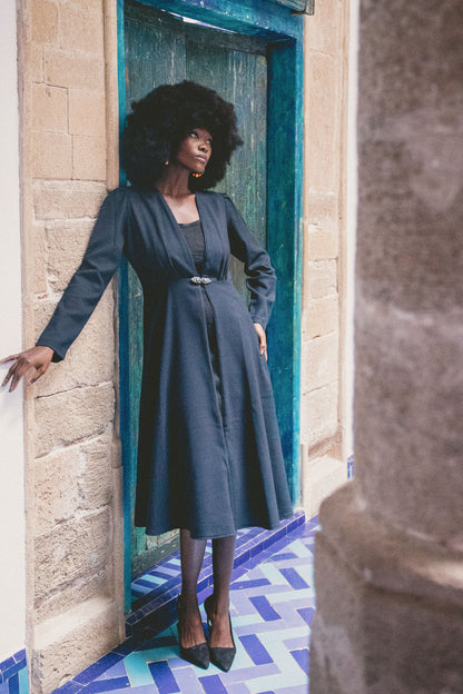 NEW DULWICH COAT | NAVY WOOL CREPE