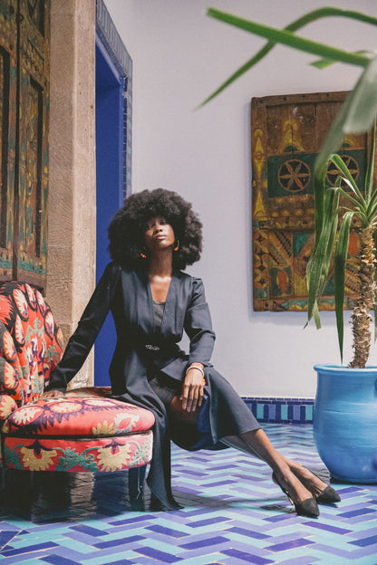 NEW DULWICH COAT | NAVY WOOL CREPE