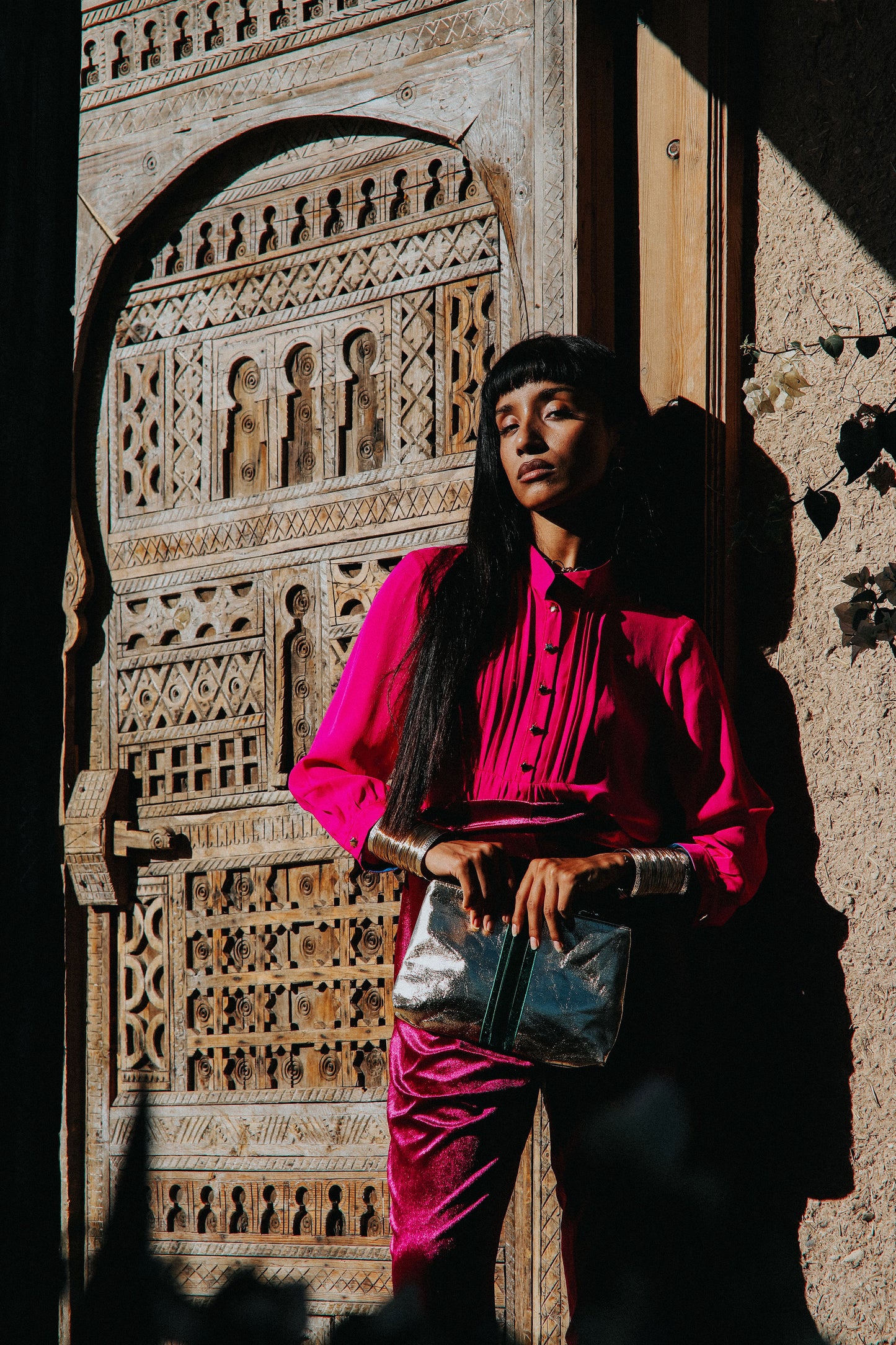 DELPHINE TOP | DEEP PINK SILK GEORGETTE