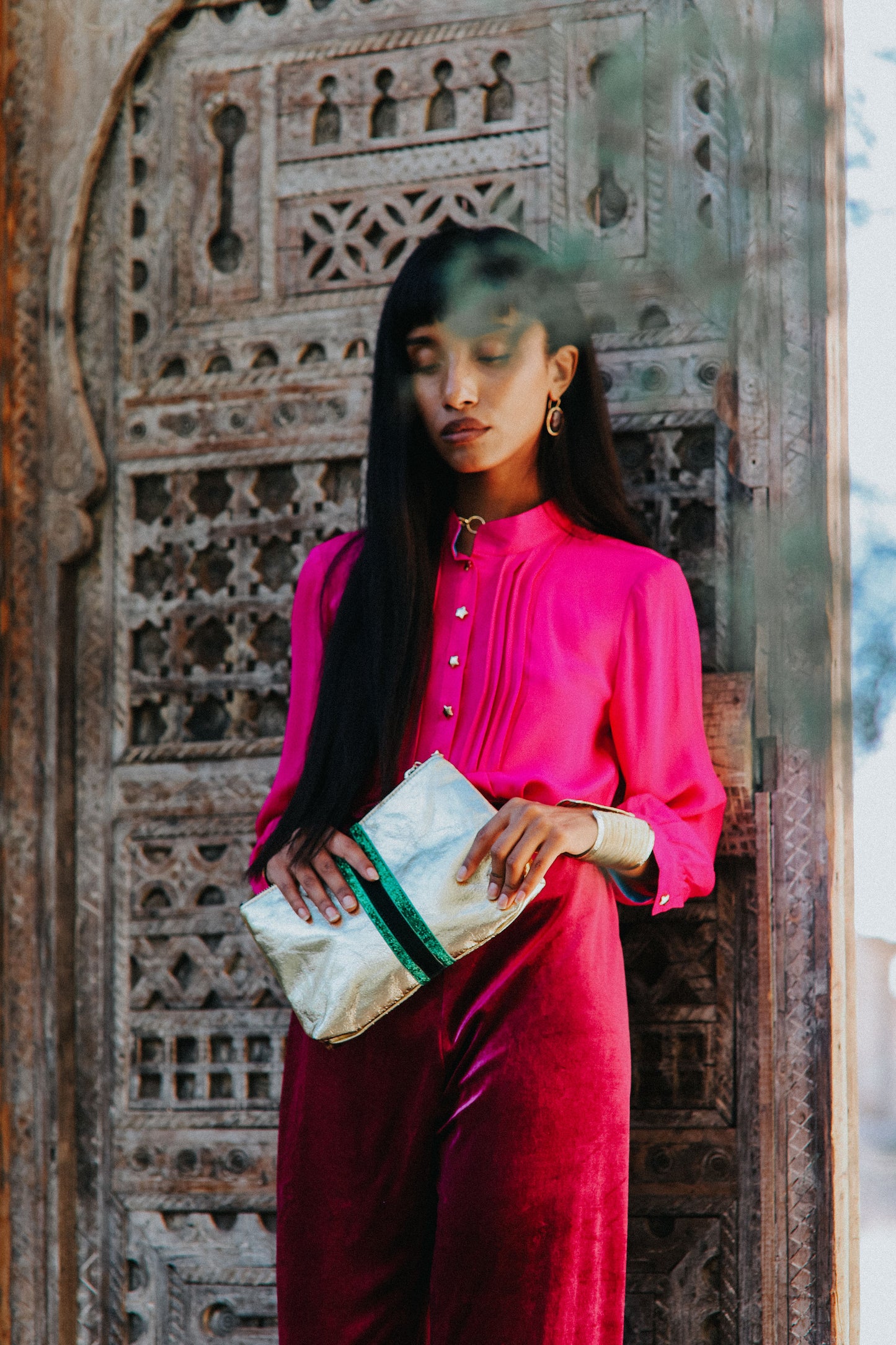 DELPHINE TOP | DEEP PINK SILK GEORGETTE