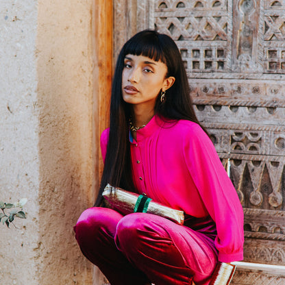 DELPHINE TOP | DEEP PINK SILK GEORGETTE