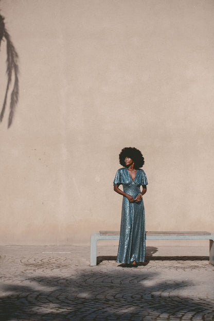 LONG TAMMIM DRESS| SILVER SEQUINS