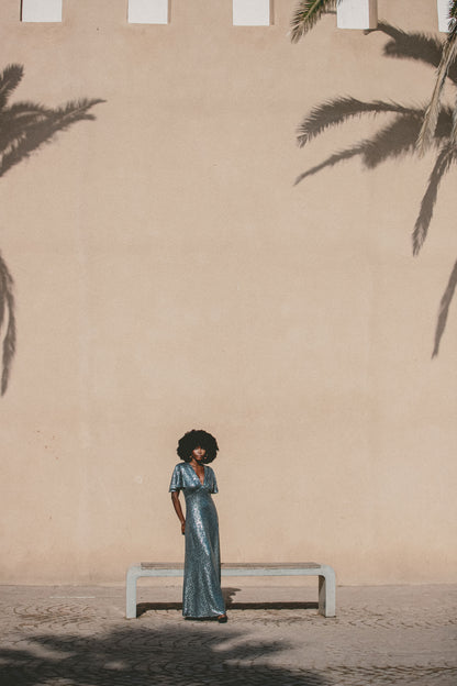 LONG TAMMIM DRESS| SILVER SEQUINS