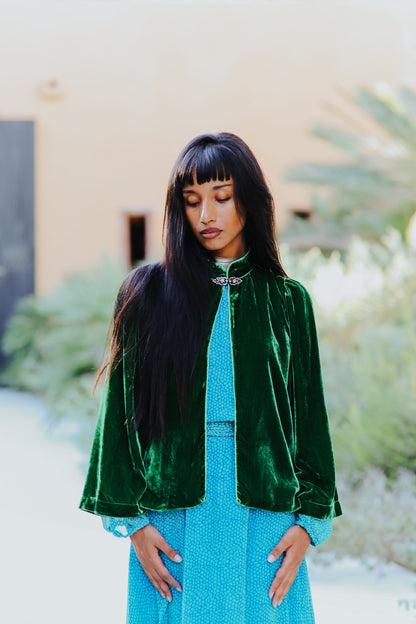 LAURA JACKET | GREEN VELVET