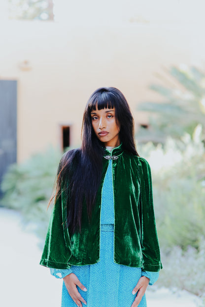LAURA JACKET | GREEN VELVET