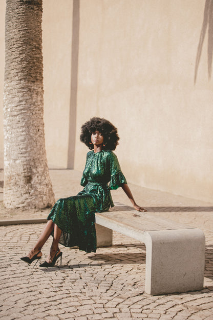 BLAZE DRESS | GREEN SEQUINS