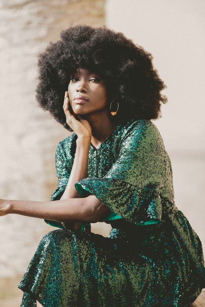 BLAZE DRESS | GREEN SEQUINS