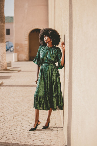 BLAZE DRESS | GREEN SEQUINS