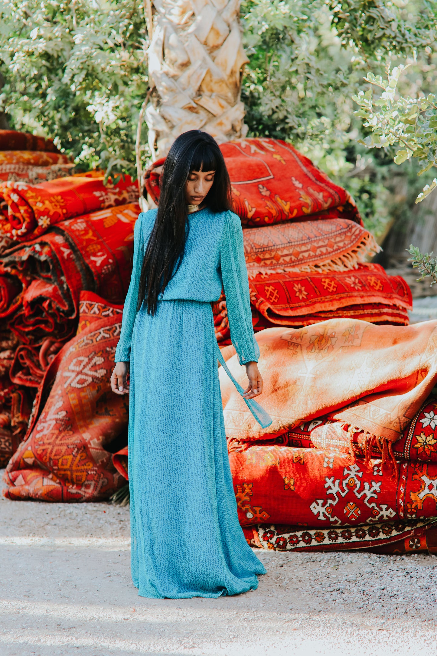 MAXI JOJO DRESS | TURQUOISE ORGANIC PRINT