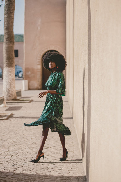 BLAZE DRESS | GREEN SEQUINS