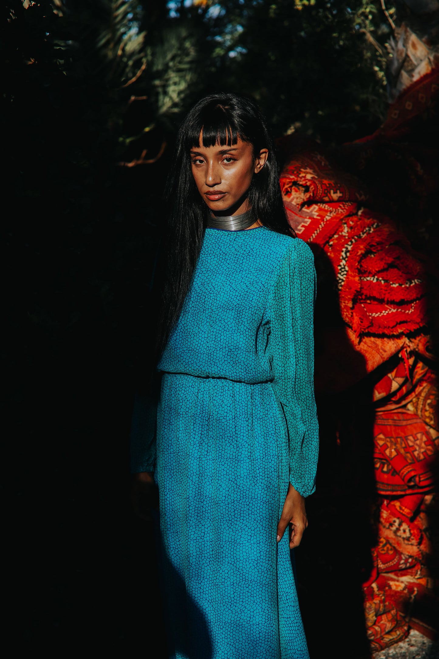 MAXI JOJO DRESS | TURQUOISE ORGANIC PRINT