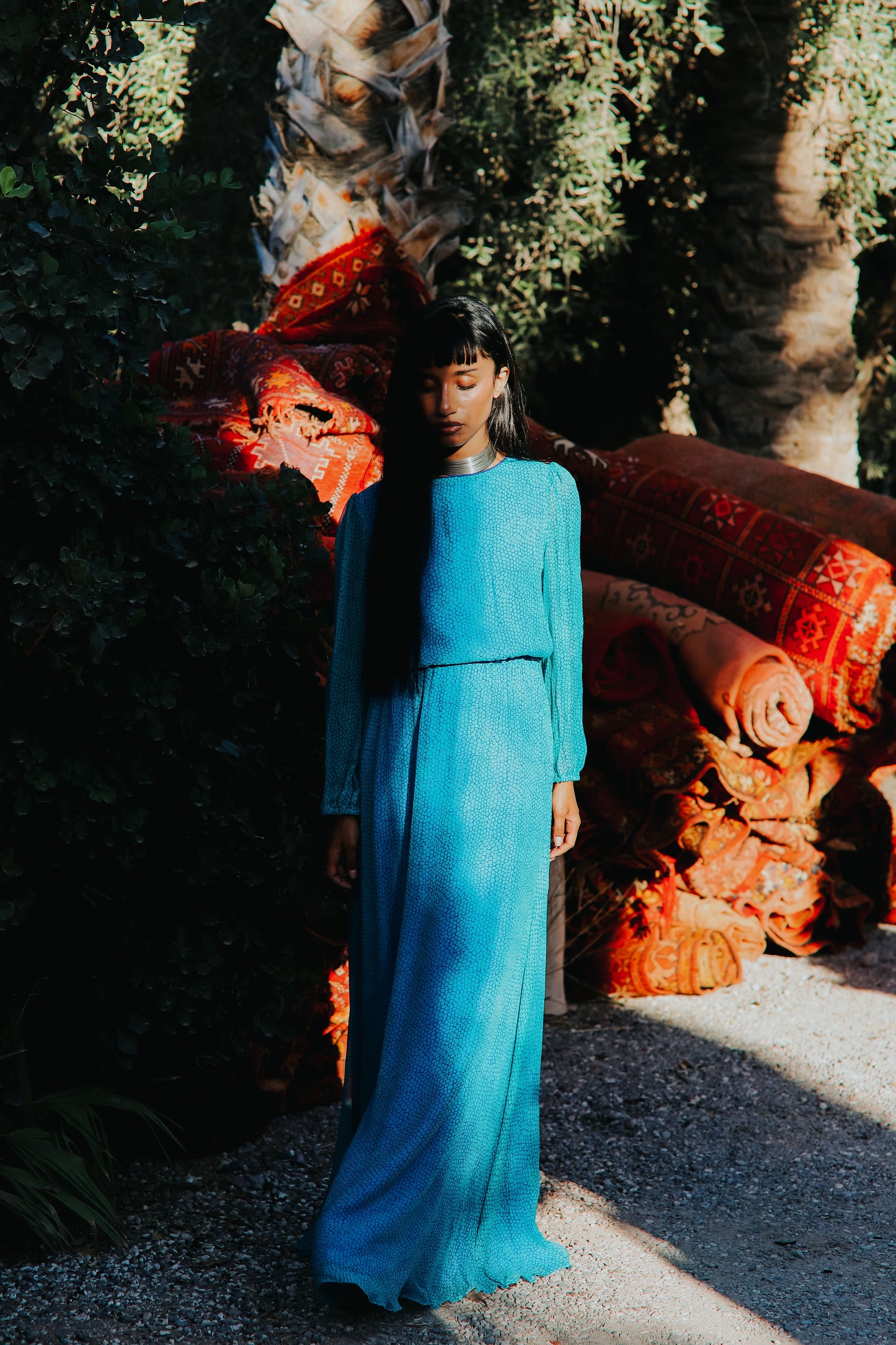 MAXI JOJO DRESS | TURQUOISE ORGANIC PRINT