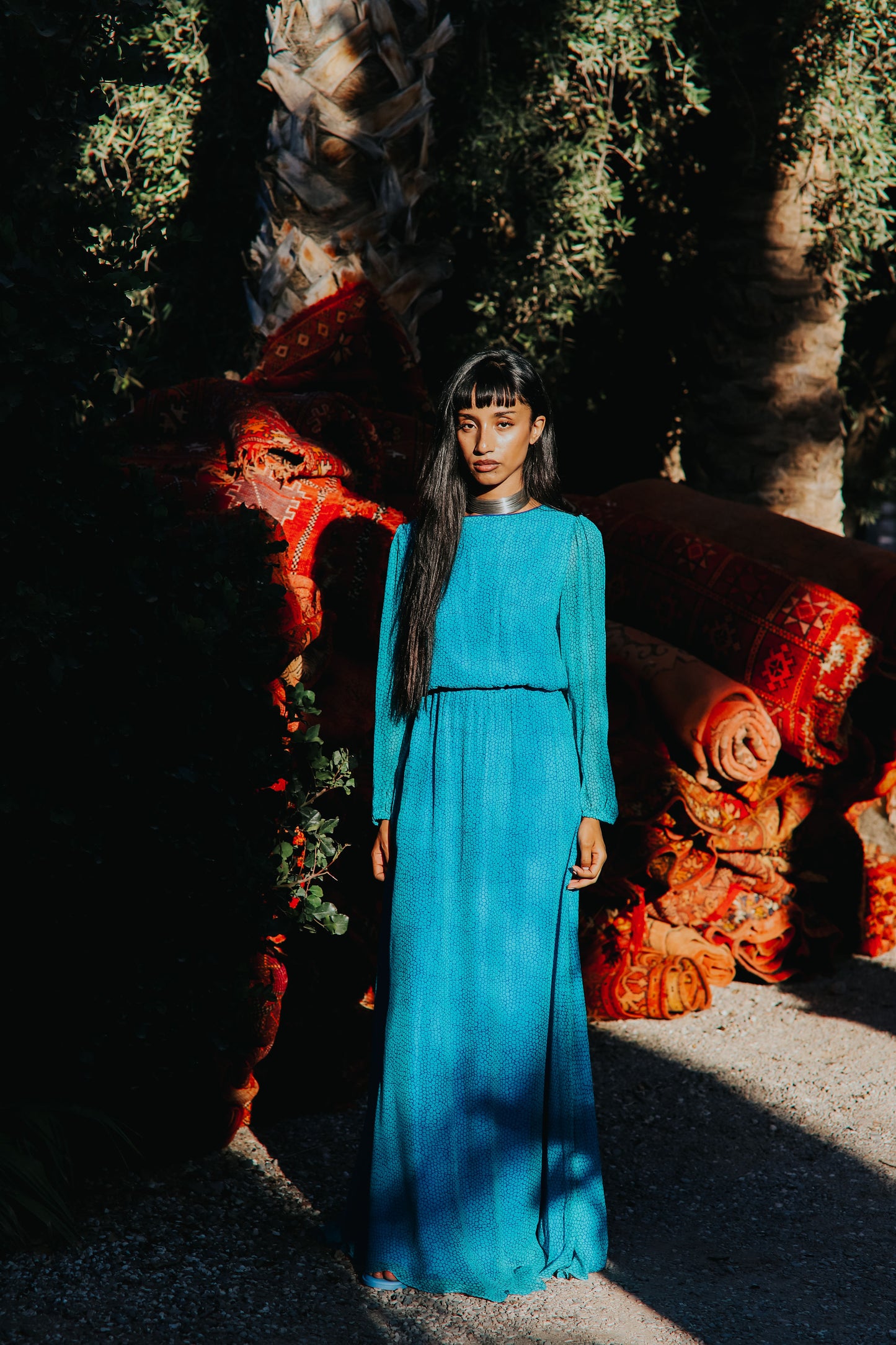 MAXI JOJO DRESS | TURQUOISE ORGANIC PRINT