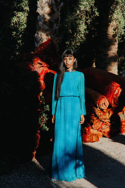 MAXI JOJO DRESS | TURQUOISE ORGANIC PRINT