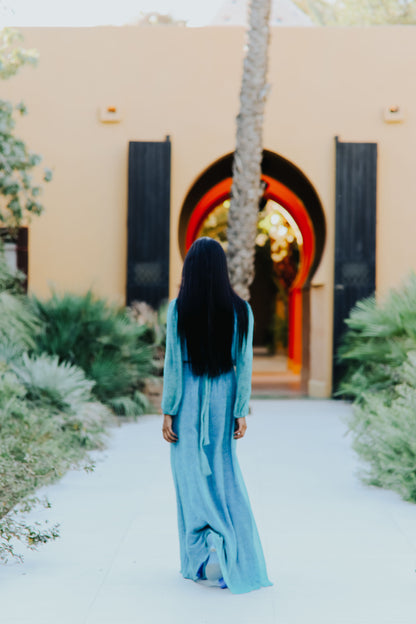 MAXI JOJO DRESS | TURQUOISE ORGANIC PRINT