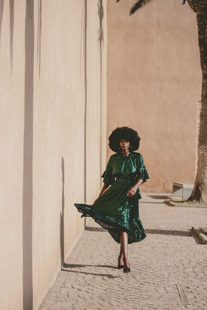 BLAZE DRESS | GREEN SEQUINS