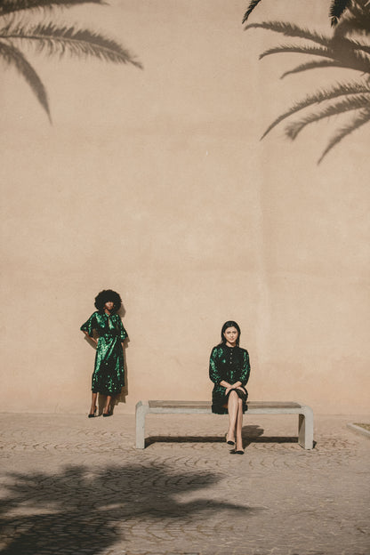 GOODIE TUNIC | BOTTLE GREEN SEQUINS