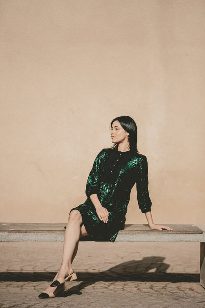 GOODIE TUNIC | BOTTLE GREEN SEQUINS