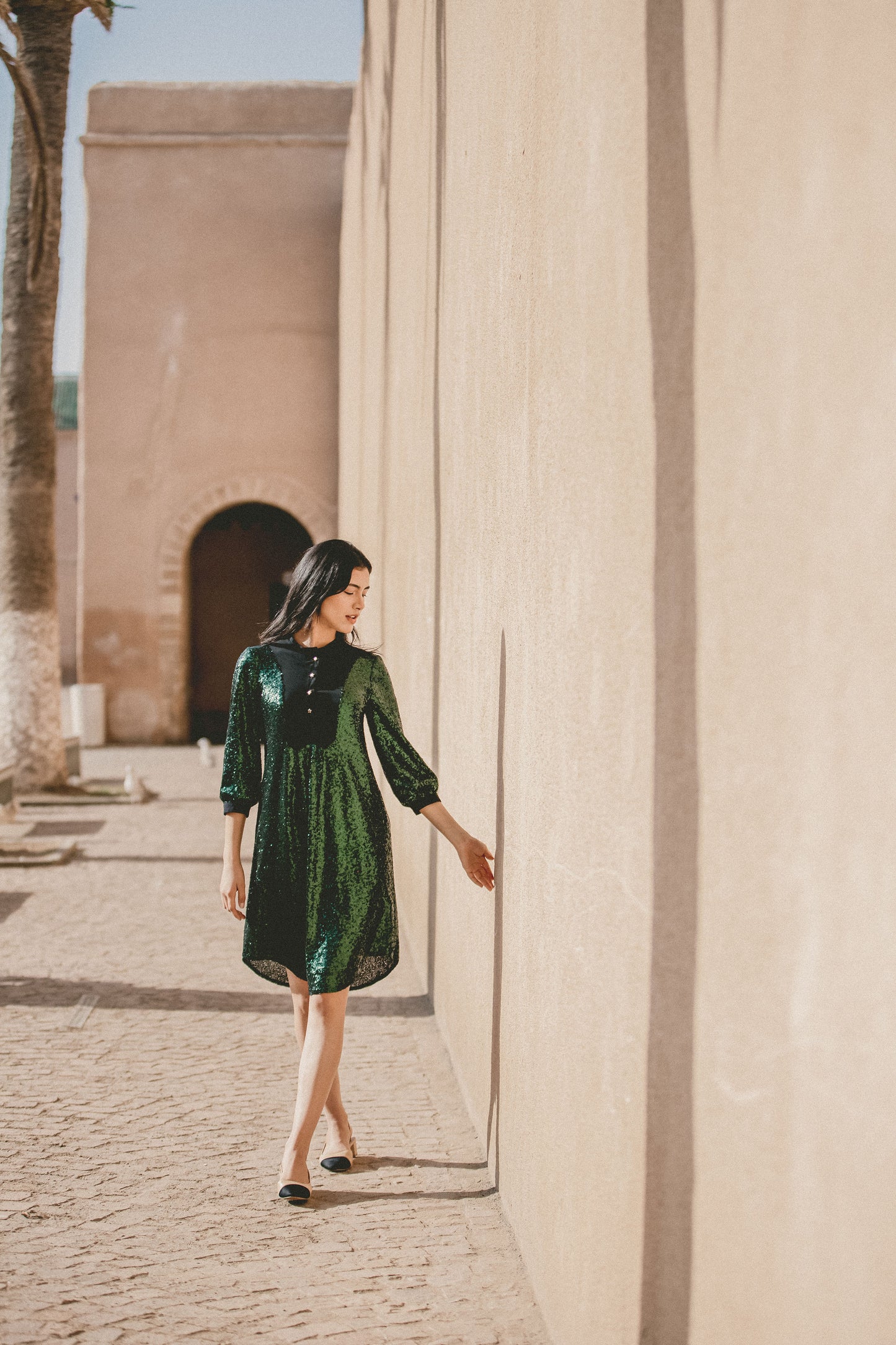 GOODIE TUNIC | BOTTLE GREEN SEQUINS