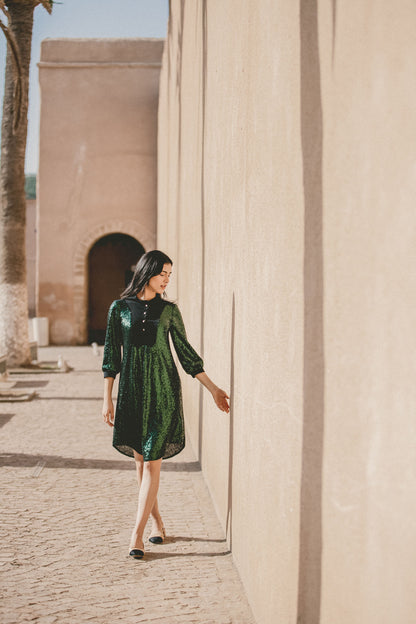 GOODIE TUNIC | BOTTLE GREEN SEQUINS