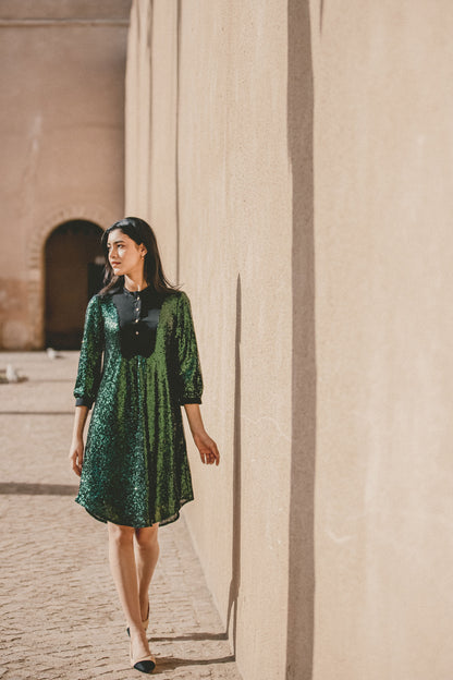 GOODIE TUNIC | BOTTLE GREEN SEQUINS
