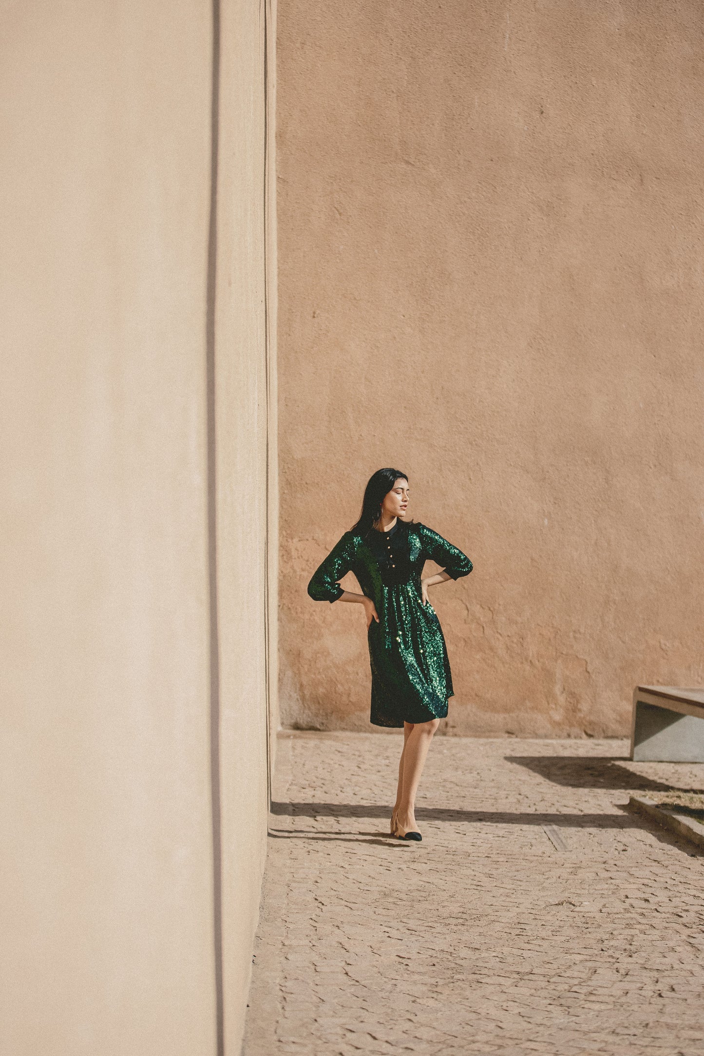 GOODIE TUNIC | BOTTLE GREEN SEQUINS