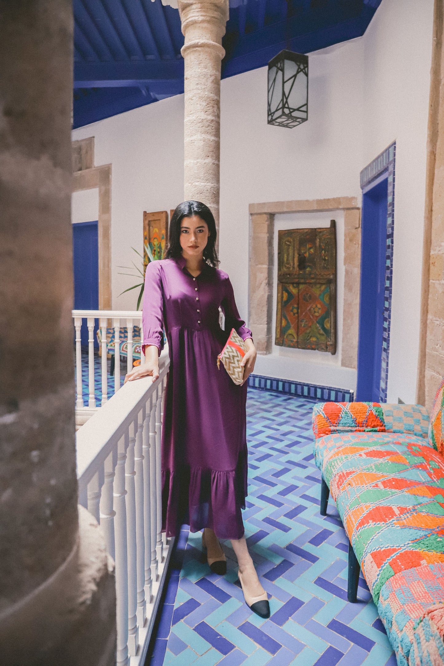 LONGER ANASTASIA DRESS | AUGBERGINE SILK GEORGETTE