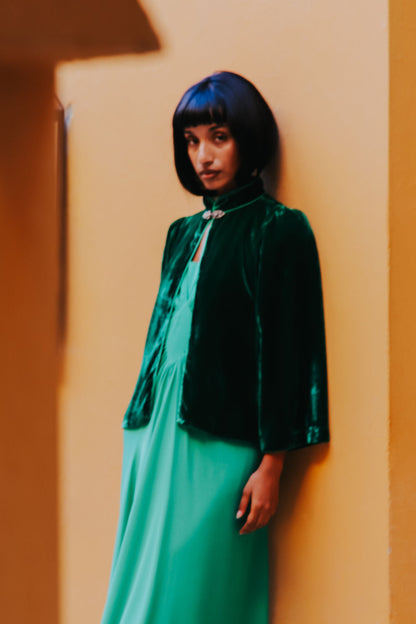 LAURA JACKET | GREEN VELVET