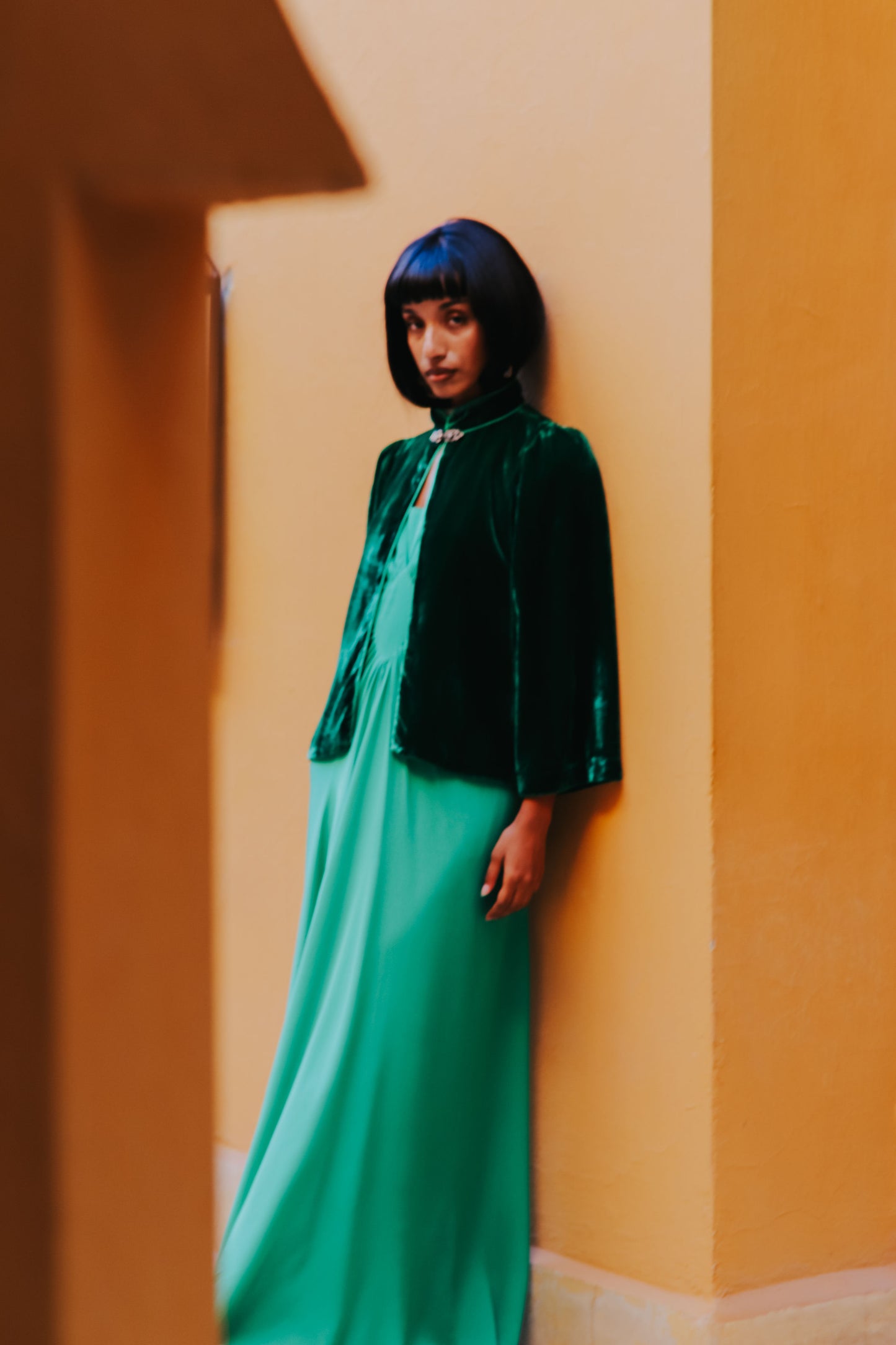 LONG JESSIE DRESS | SPRING GREEN SILK GEORGETTE