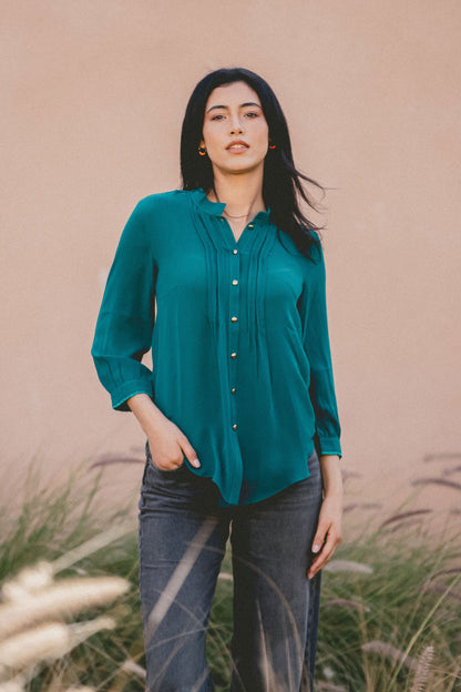 CHINKY TOP | JADE SILK GEORGETTE