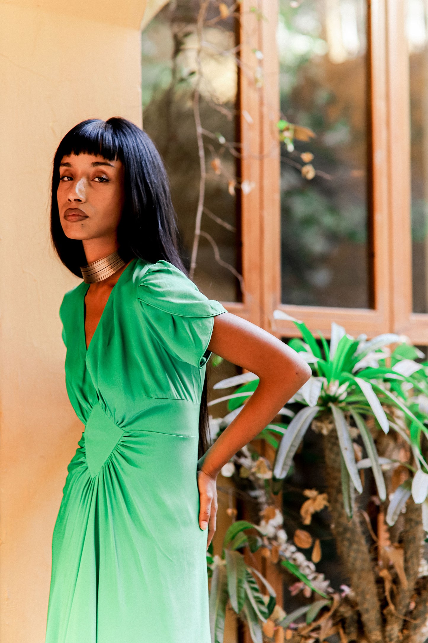 LONG JESSIE DRESS | SPRING GREEN SILK GEORGETTE