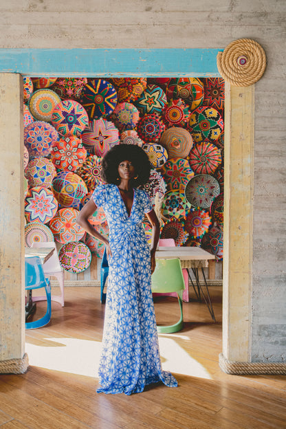 LONG JESSIE DRESS | STARTRACK PRINTED SILK