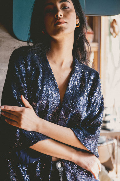KIMONO JACKET | NAVY SEQUINS