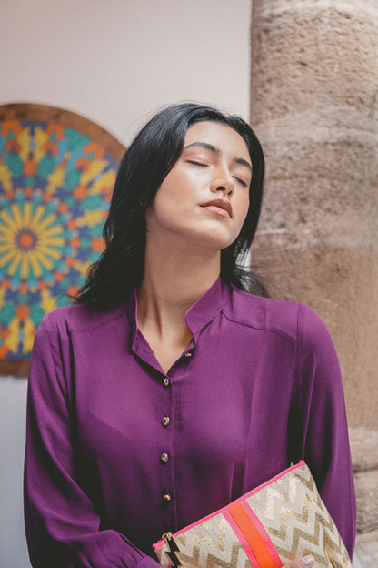 LONGER ANASTASIA DRESS | AUGBERGINE SILK GEORGETTE