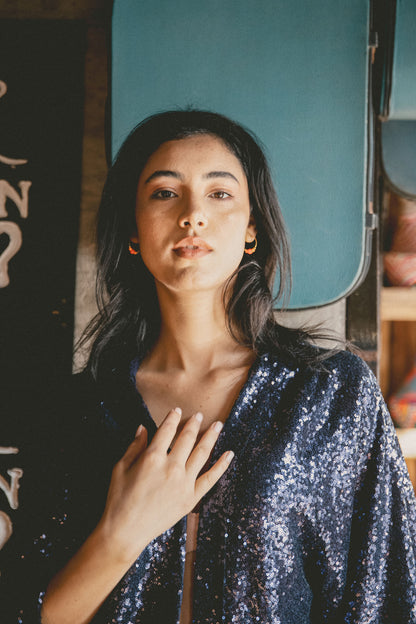 KIMONO JACKET | NAVY SEQUINS