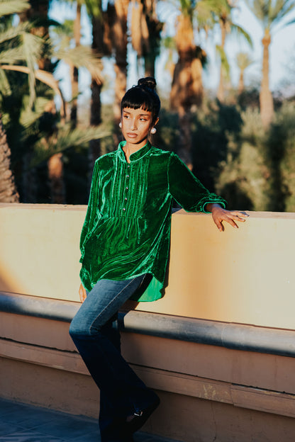 DELPHINE TOP | GREEN VELVET
