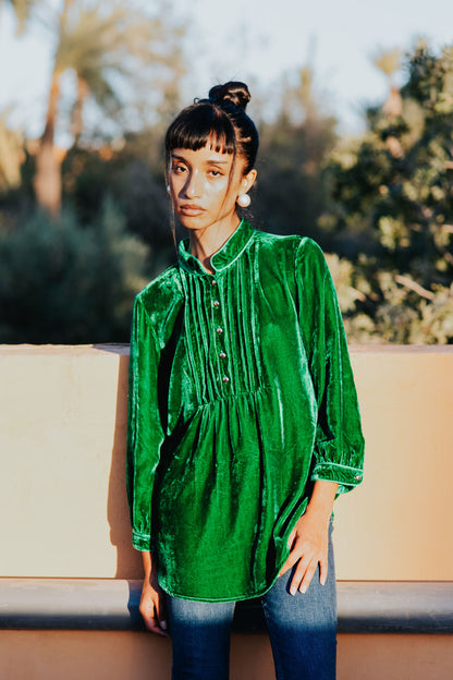 DELPHINE TOP | GREEN VELVET